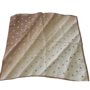 Vintage 1960s Nylon Shear Chocolate Brown Tan Hombre Polka Dot Art Scarf 21" Sq